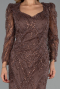 Long Brown Beaded Plus Size Evening Gown ABU5388