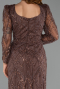 Long Brown Beaded Plus Size Evening Gown ABU5388