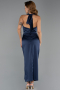 Midi Navy Blue Satin Cocktail Dress ABK2506