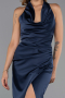 Midi Navy Blue Satin Cocktail Dress ABK2506