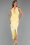 Midi Yellow Satin Cocktail Dress ABK2506