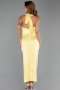 Midi Yellow Satin Cocktail Dress ABK2506