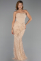 Long Gold Beaded Evening Dress ABU5922