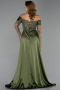 Long Olive Drab Beaded Evening Dress ABU5934