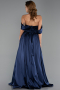 Long Navy Blue Satin Evening Dress ABU6399