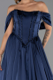 Long Navy Blue Satin Evening Dress ABU6399