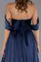 Long Navy Blue Satin Evening Dress ABU6399