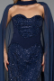 Long Navy Blue Beaded Evening Dress ABU6372
