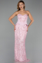 Long Powder Color Beaded Evening Dress ABU6372