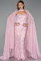Long Powder Color Beaded Evening Dress ABU6372