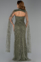 Long Olive Drab Beaded Evening Dress ABU6401