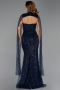 Long Navy Blue Beaded Evening Dress ABU6401
