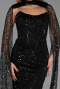 Long Black Beaded Evening Dress ABU6401