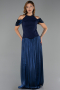 Long Navy Blue Chiffon Evening Dress ABU6402