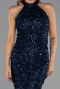 Long Navy Blue Dantelle Evening Dress ABU6405