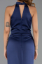 Long Navy Blue Satin Prom Gown ABU6406