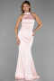Long Powder Color Satin Prom Gown ABU6406