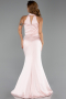 Long Powder Color Satin Prom Gown ABU6406