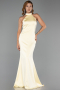 Long Yellow Satin Prom Gown ABU6406