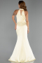 Long Yellow Satin Prom Gown ABU6406