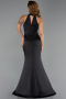 Long Black Satin Prom Gown ABU6406