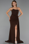 Long Brown Chiffon Evening Dress ABU5791