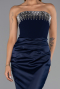 Long Navy Blue Satin Mermaid Prom Dress ABU5820