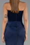 Long Navy Blue Satin Mermaid Prom Dress ABU5820