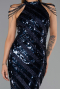 Long Navy Blue Scaly Evening Dress ABU6417