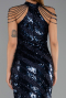 Long Navy Blue Scaly Evening Dress ABU6417