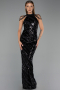 Long Black Scaly Evening Dress ABU6417