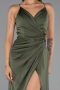 Long Olive Drab Satin Prom Gown ABU6427