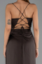 Long Brown Satin Prom Gown ABU6427