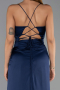 Long Navy Blue Satin Prom Gown ABU6427