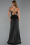 Long Black Satin Prom Gown ABU6427