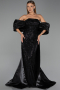 Long Black Beaded Evening Dress ABU6351