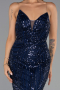Long Navy Blue Beaded Evening Dress ABU6433