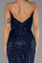Long Navy Blue Beaded Evening Dress ABU6433