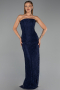 Long Navy Blue Dantelle Evening Dress ABU6438