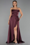 Long Plum Satin Prom Gown ABU6130