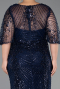 Long Navy Blue Beaded Plus Size Evening Dress ABU6389