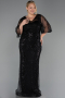 Long Black Beaded Plus Size Evening Dress ABU6389