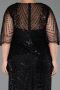 Long Black Beaded Plus Size Evening Dress ABU6389