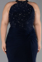 Long Navy Blue Plus Size Evening Dress ABU6415