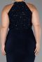 Long Navy Blue Plus Size Evening Dress ABU6415