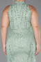 Long Mint Beaded Plus Size Evening Gown ABU5063