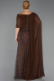 Long Brown Beaded Formal Plus Size Dress ABU5819