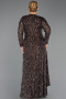 Long Brown Scaly Plus Size Evening Gown ABU6488