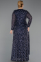 Long Navy Blue Scaly Plus Size Evening Gown ABU6488