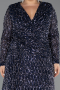 Long Navy Blue Scaly Plus Size Evening Gown ABU6488